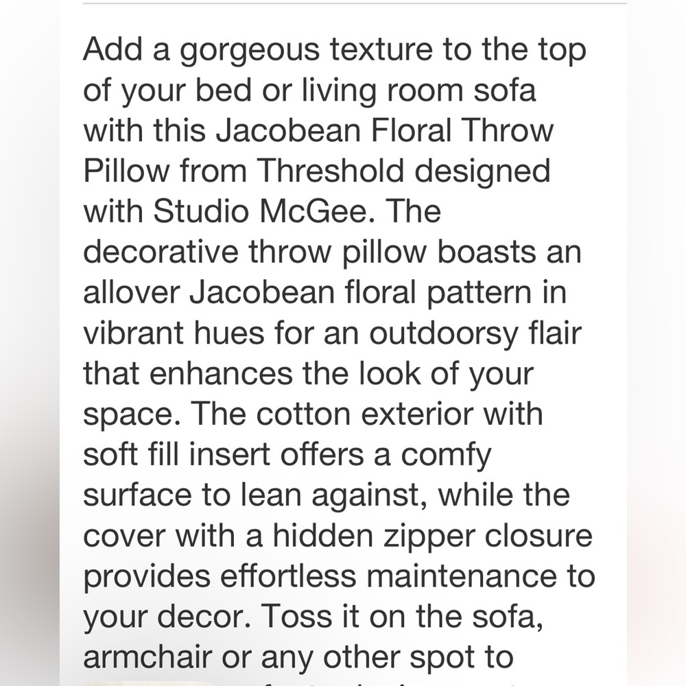 STUDIO MCGEE NET Jacobean floral throw pillow -burgundy/cream -14x24 - Picture 5 of 7